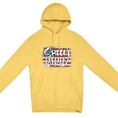 Vintage American Flag Soccer Pappy Premium Pullover Hoodie