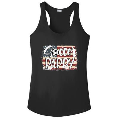 Vintage American Flag Soccer Pappy Ladies PosiCharge Competitor Racerback Tank