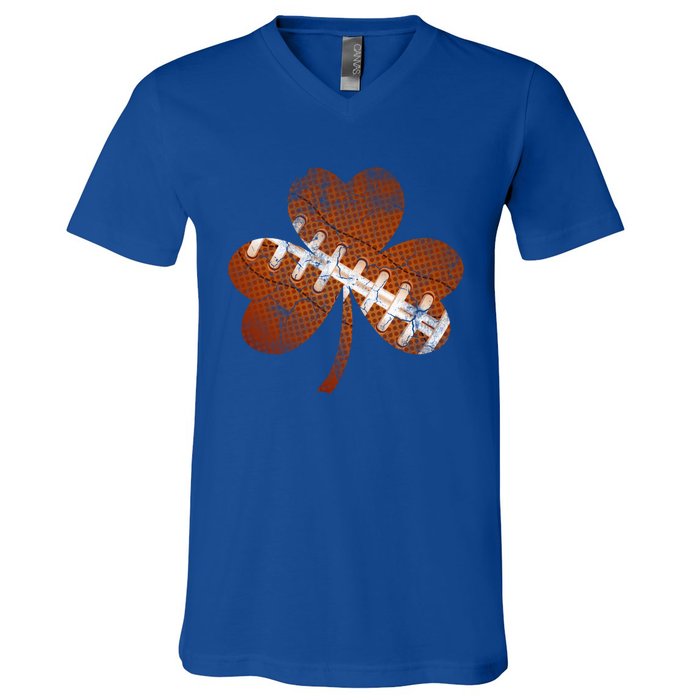 Vintage American Football St Patricks Day Sports Player Gift V-Neck T-Shirt