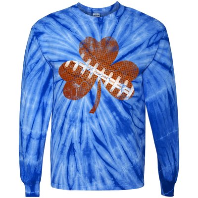 Vintage American Football St Patricks Day Sports Player Gift Tie-Dye Long Sleeve Shirt