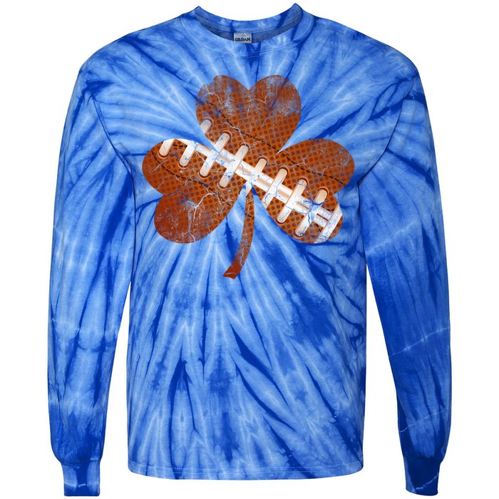 Vintage American Football St Patricks Day Sports Player Gift Tie-Dye Long Sleeve Shirt