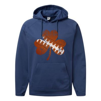 Vintage American Football St Patricks Day Sports Player Gift Performance Fleece Hoodie