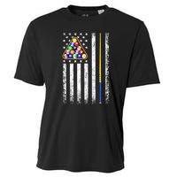 Vintage American Flag Billiard Pool Player Gift Cooling Performance Crew T-Shirt