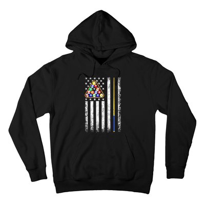 Vintage American Flag Billiard Pool Player Gift Hoodie