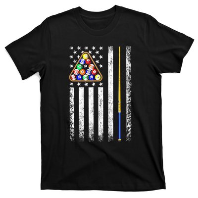 Vintage American Flag Billiard Pool Player Gift T-Shirt