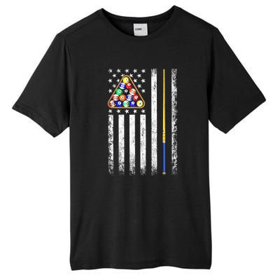 Vintage American Flag Billiard Pool Player Gift Tall Fusion ChromaSoft Performance T-Shirt