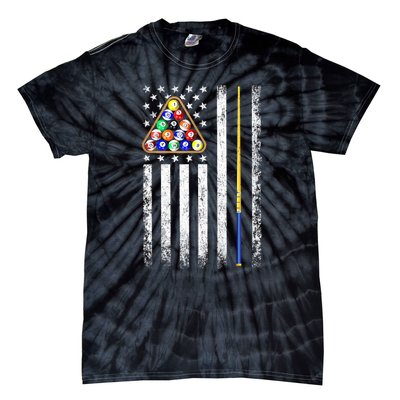 Vintage American Flag Billiard Pool Player Gift Tie-Dye T-Shirt