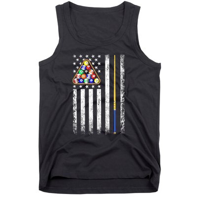 Vintage American Flag Billiard Pool Player Gift Tank Top