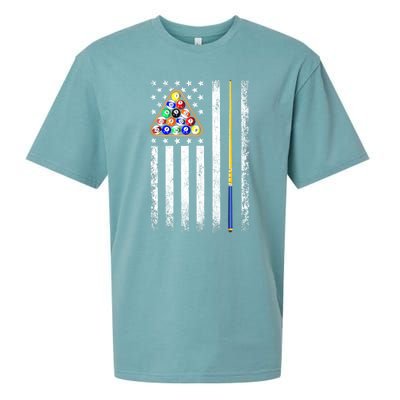 Vintage American Flag Billiard Pool Player Gift Sueded Cloud Jersey T-Shirt