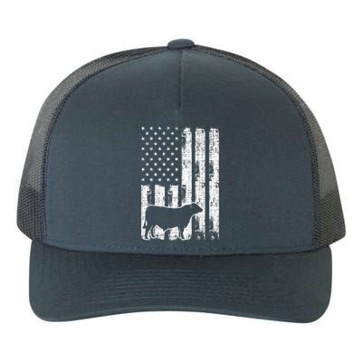 Vintage American Flag Cute Gift Usa Cow Black Angus Rancher Meaningful Gift Yupoong Adult 5-Panel Trucker Hat