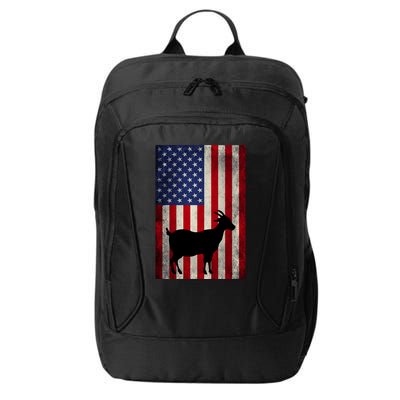 Vintage American Flag Goat 4th Of July Patriotic Gift City Backpack