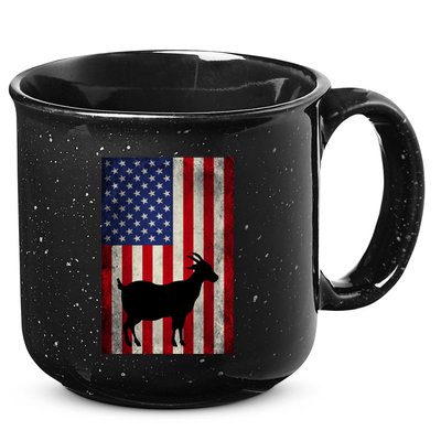 Vintage American Flag Goat 4th Of July Patriotic Gift 15oz Campfire Ceramic Mug