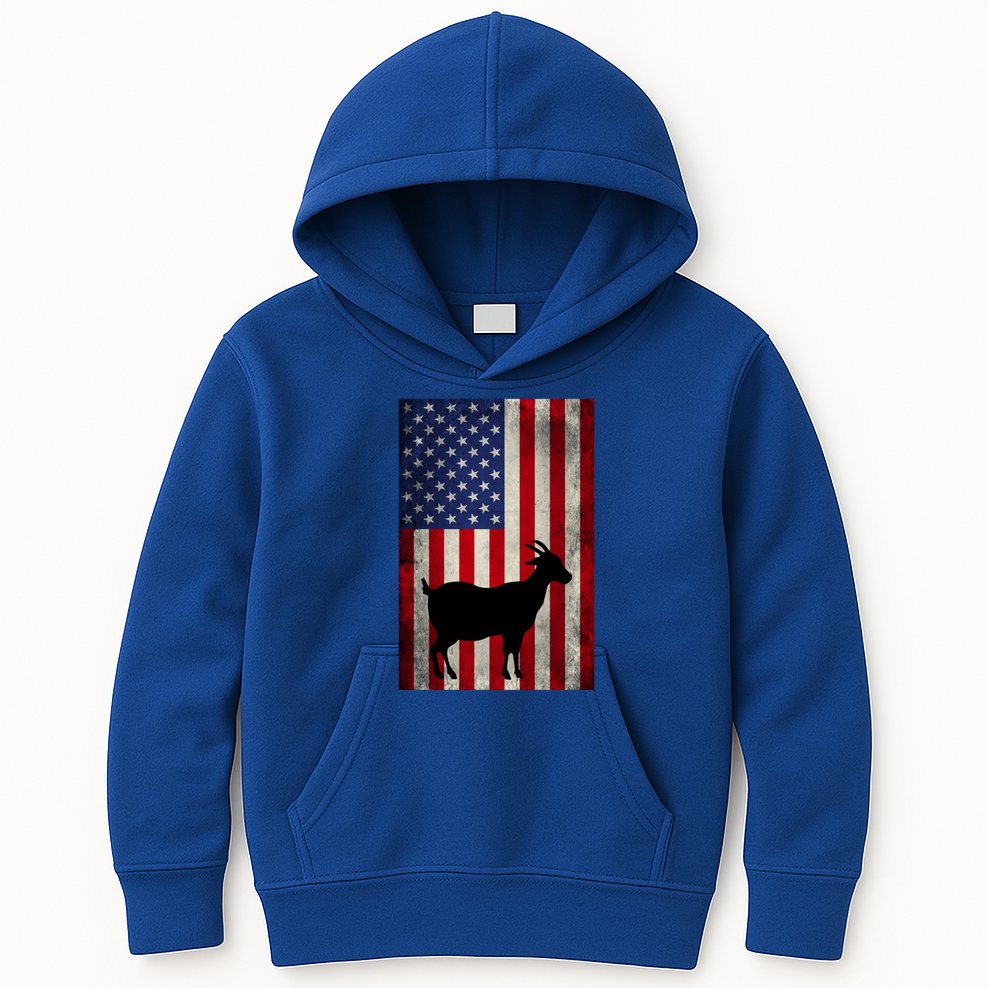 Vintage American Flag Goat 4th Of July Patriotic Gift Kids Hoodie