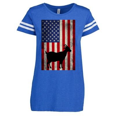 Vintage American Flag Goat 4th Of July Patriotic Gift Enza Ladies Jersey Football T-Shirt