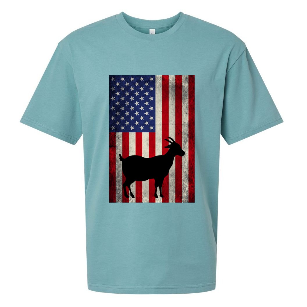 Vintage American Flag Goat 4th Of July Patriotic Gift Sueded Cloud Jersey T-Shirt