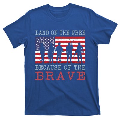 Vintage American Flag Land Of The Free Because Of The Brave Cute Gift T-Shirt