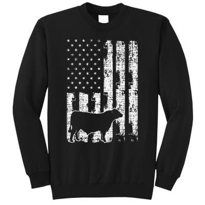 Vintage American Flag USA Cow Black Angus Rancher Sweatshirt