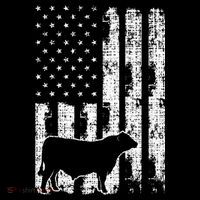 Vintage American Flag USA Cow Black Angus Rancher Tall T-Shirt