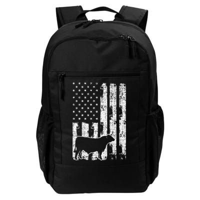 Vintage American Flag USA Cow Black Angus Rancher Backpack