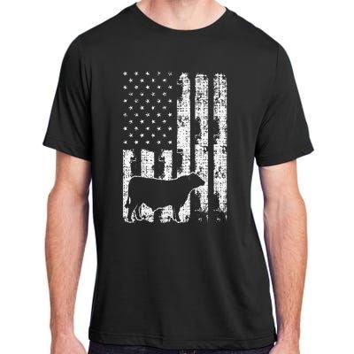 Vintage American Flag USA Cow Black Angus Rancher Adult ChromaSoft Performance T-Shirt