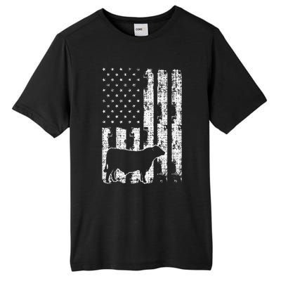 Vintage American Flag USA Cow Black Angus Rancher Tall Fusion ChromaSoft Performance T-Shirt