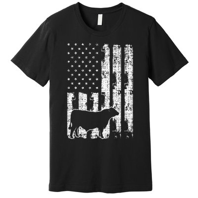 Vintage American Flag USA Cow Black Angus Rancher Premium T-Shirt