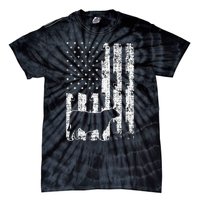 Vintage American Flag USA Cow Black Angus Rancher Tie-Dye T-Shirt