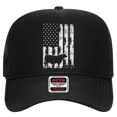 Vintage American Flag USA Cow Black Angus Rancher Trucker Hat