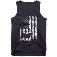 Vintage American Flag USA Cow Black Angus Rancher Tank Top