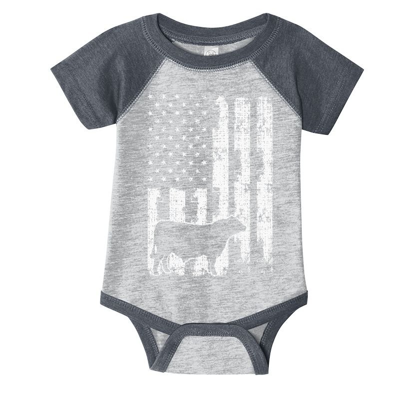 Vintage American Flag USA Cow Black Angus Rancher Infant Baby Jersey Bodysuit