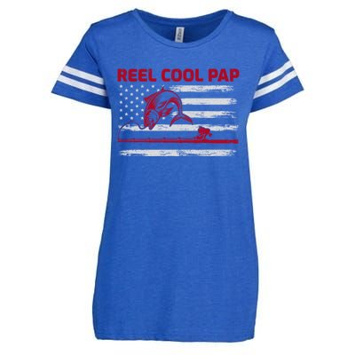 Vintage American Flag Retro Reel Cool Pap Fishing Gift Enza Ladies Jersey Football T-Shirt