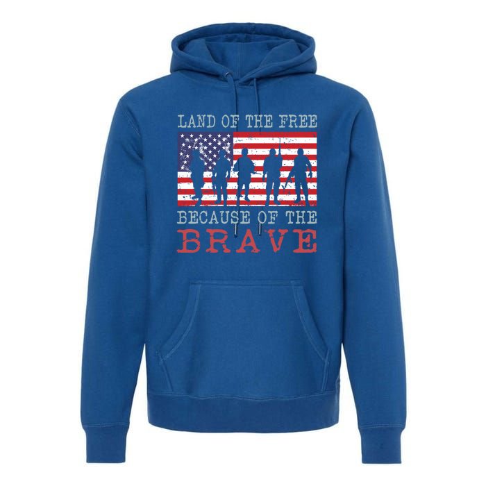 Vintage American Flag Land Of The Free Because Of The Brave Gift Premium Hoodie