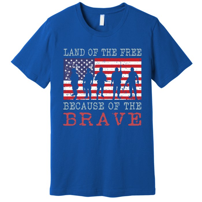 Vintage American Flag Land Of The Free Because Of The Brave Gift Premium T-Shirt