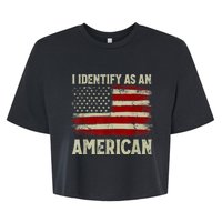 Vintage American Flag I Identify As An American Bella+Canvas Jersey Crop Tee