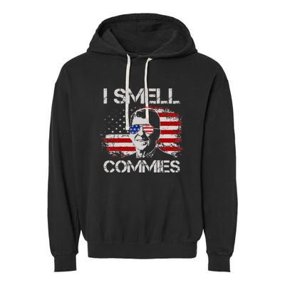 Vintage American Flag Funny Political I Smell Commies Garment-Dyed Fleece Hoodie