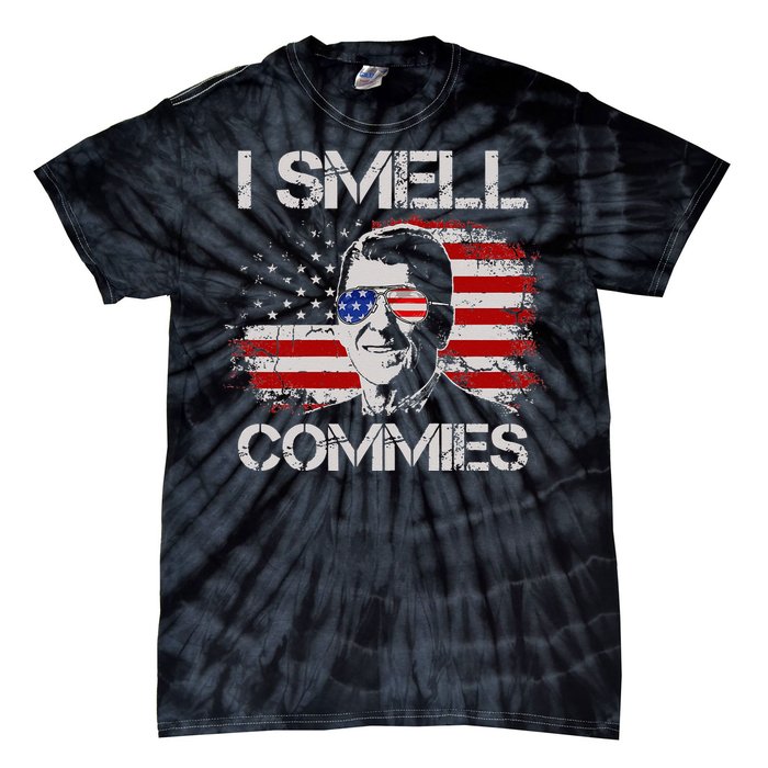 Vintage American Flag Funny Political I Smell Commies Tie-Dye T-Shirt