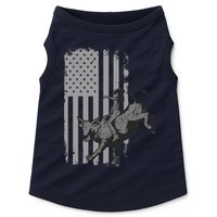 Vintage American Flag Bucking Bull Riding Patriotism Rodeo Doggie Tank