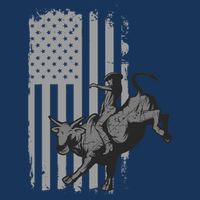 Vintage American Flag Bucking Bull Riding Patriotism Rodeo Doggie Tank