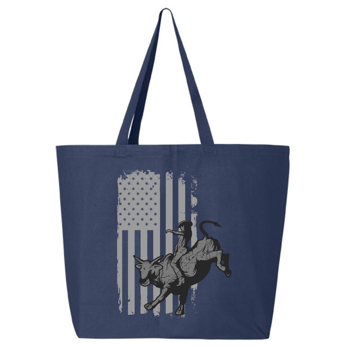 Vintage American Flag Bucking Bull Riding Patriotism Rodeo 25L Jumbo Tote