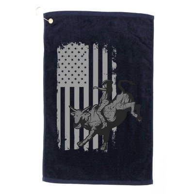 Vintage American Flag Bucking Bull Riding Patriotism Rodeo Golf Towel
