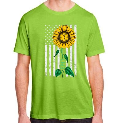 Vintage American Flag Emt Sunflower Hippie Emt Nurse Funny Gift Adult ChromaSoft Performance T-Shirt