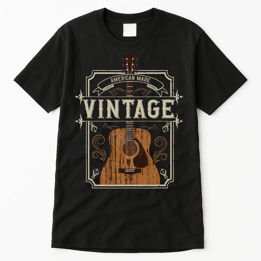Vintage Acoustic Guitar Collector Retro Guitarist Tall T-Shirt