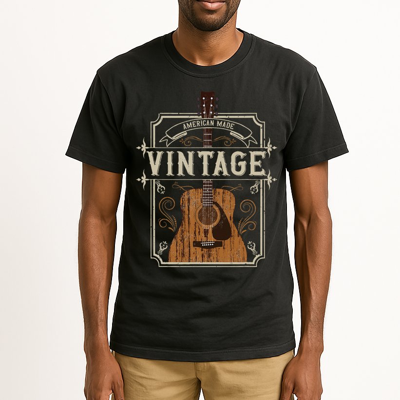 Vintage Acoustic Guitar Collector Retro Guitarist Tall T-Shirt
