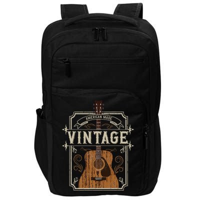 Vintage Acoustic Guitar Collector Retro Guitarist Impact Tech Backpack