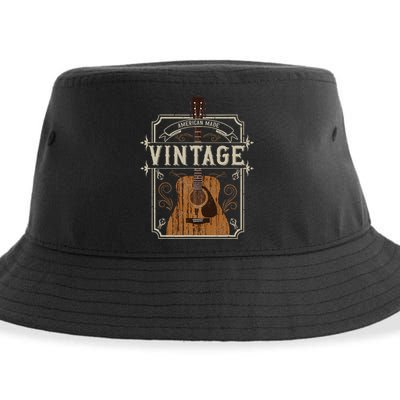 Vintage Acoustic Guitar Collector Retro Guitarist Sustainable Bucket Hat