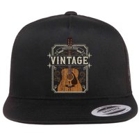 Vintage Acoustic Guitar Collector Retro Guitarist Flatbill Hat