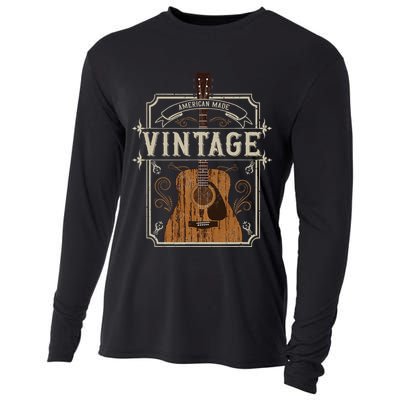 Vintage Acoustic Guitar Collector Retro Guitarist Cooling Performance Long Sleeve Crew