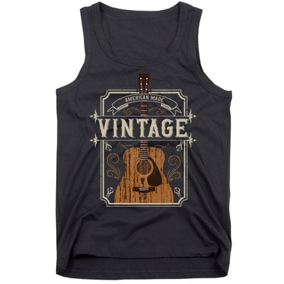 Vintage Acoustic Guitar Collector Retro Guitarist Tank Top