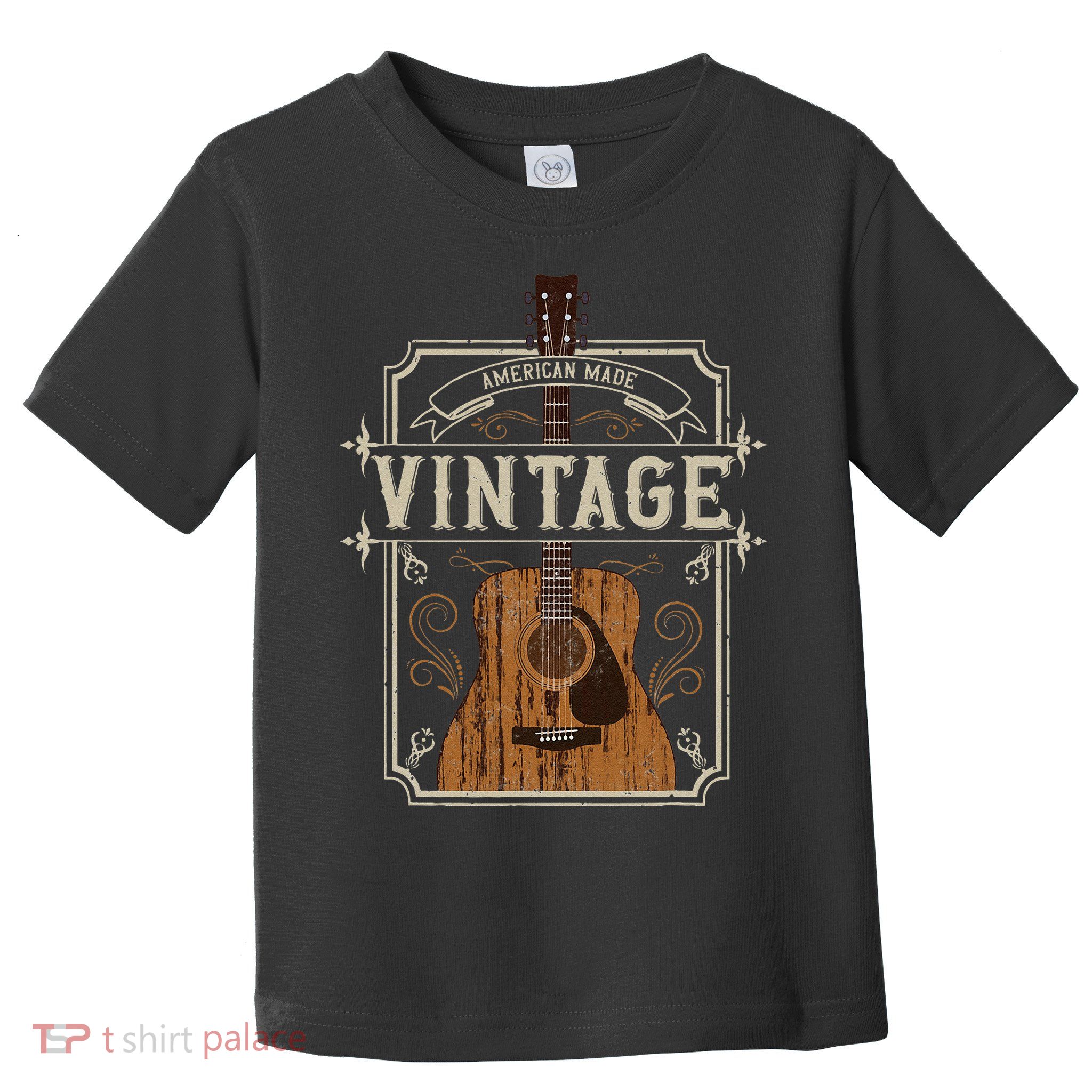 Vintage Acoustic Guitar Collector Retro Guitarist Toddler T-Shirt