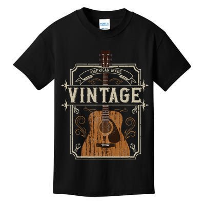Vintage Acoustic Guitar Collector Retro Guitarist Kids T-Shirt